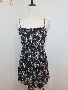 Free People Intimately Jolene Mini Slip Dress Medium  Black Floral  Babydoll